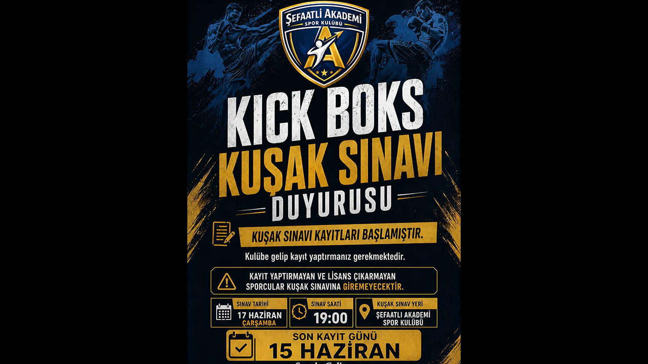 Şefaatli’de Kick Boks Kuşak Sınavı Heyecanı Başlıyor: Kayıtlar İçin Son Tarih Açıklandı