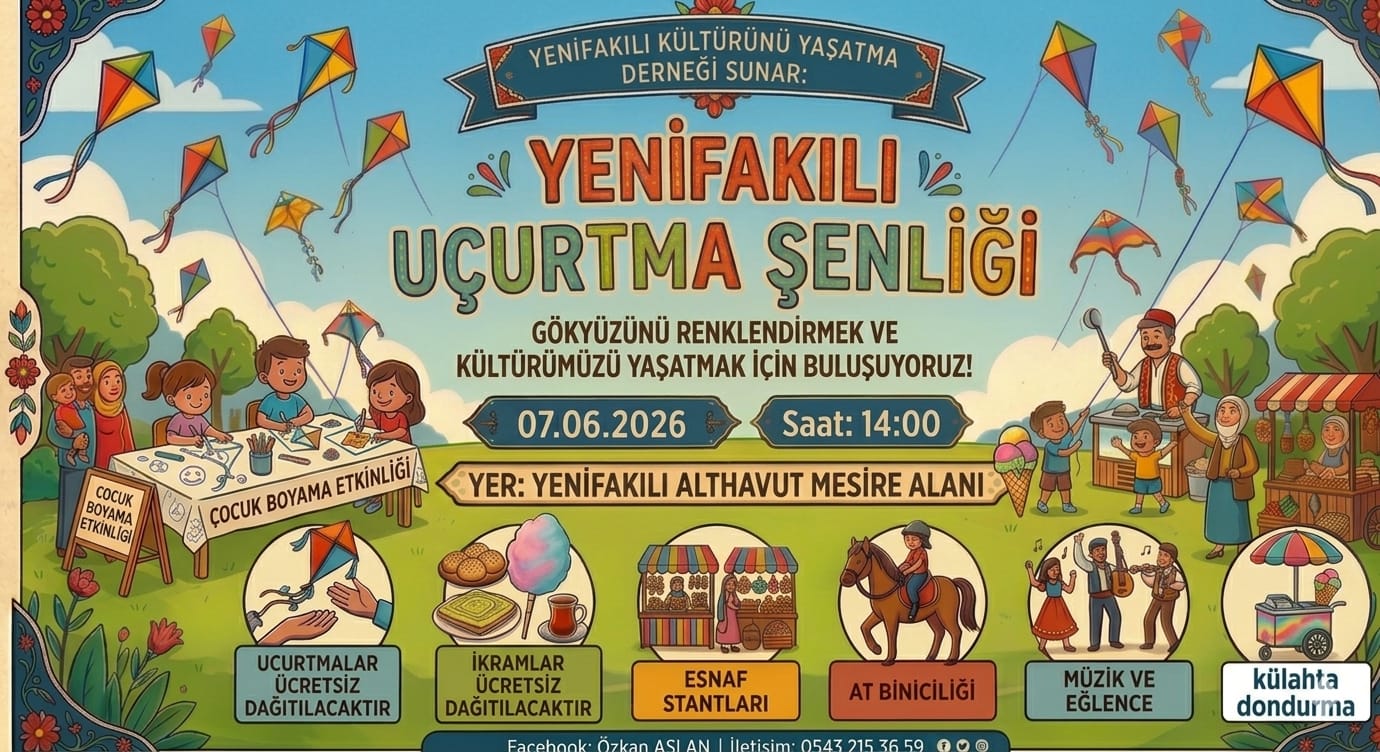 Yenifakılı’da Gökyüzü Uçurtmalarla Şenlenecek: Kültür ve Eğlence Buluşması 7 Haziran’da