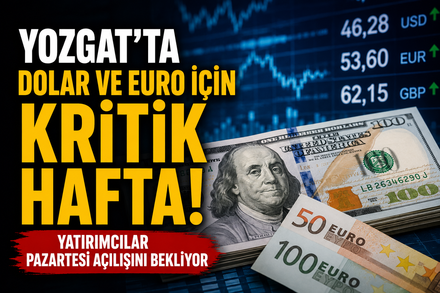 Yozgat'ta Dolar ve Euro İçin Kritik Hafta! Yatırımcılar Pazartesi Açılışını Bekliyor