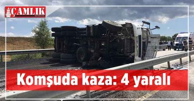 Sivas’ta asfalt yüklü kamyon devrildi: 4 Yaralı