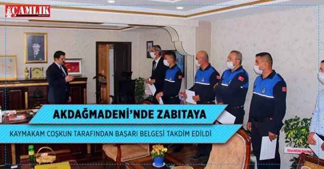 Kaymakam Coşkun, Zabıta ekiplerine başarı belgesi takdim etti