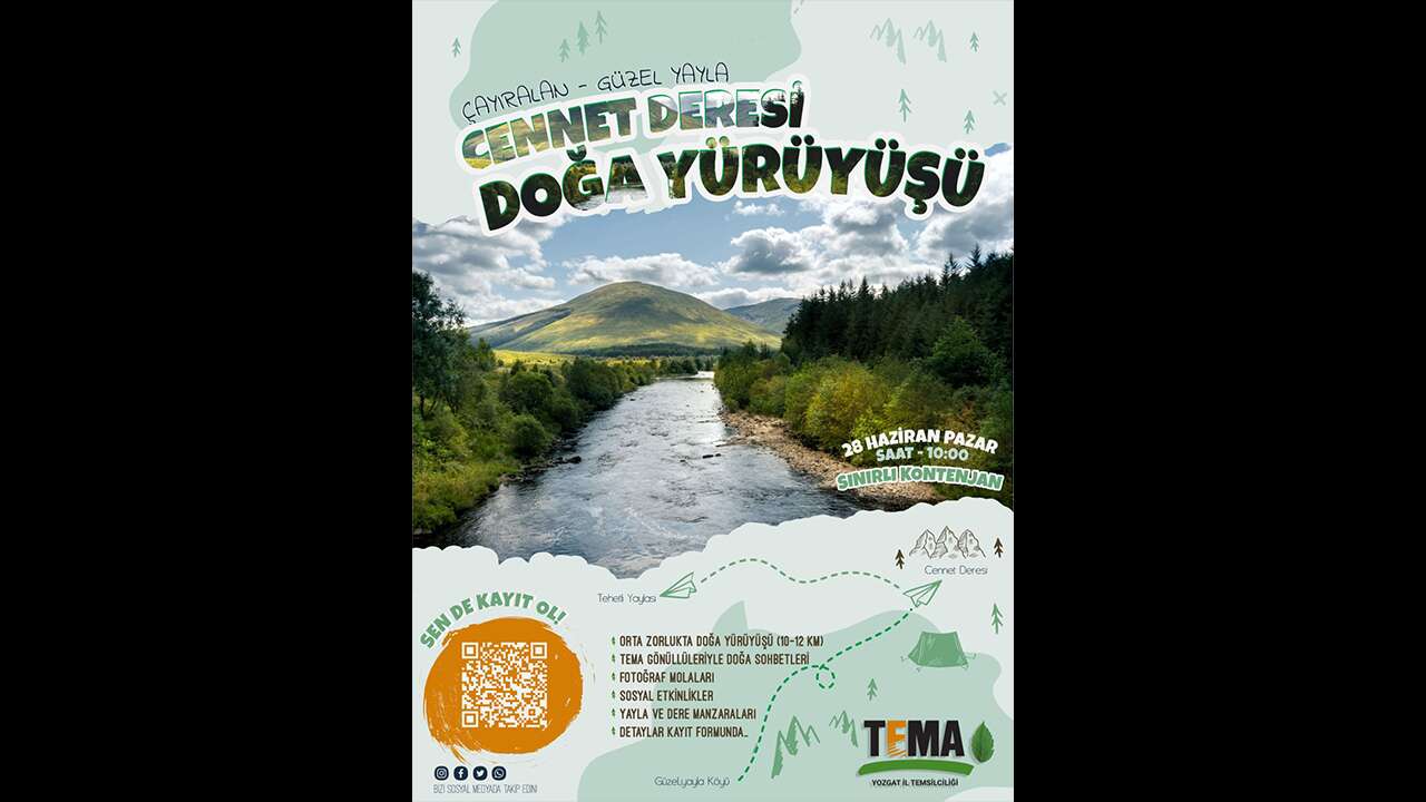 Yozgat TEMA Vakfı Cennet Deresi’nde Doğa Yürüyüşü Etkinliği Düzenleyecek
