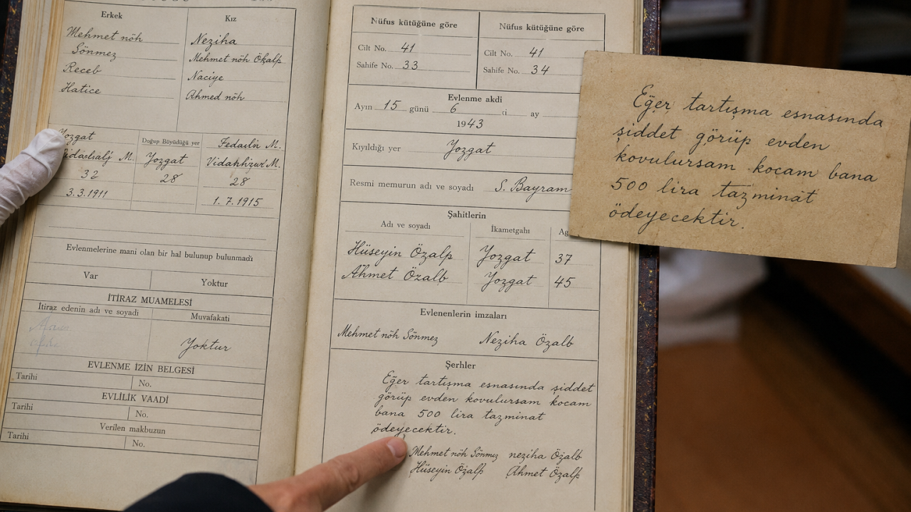 Yozgat'ta 1943 tarihli nikah notu şaşırttı