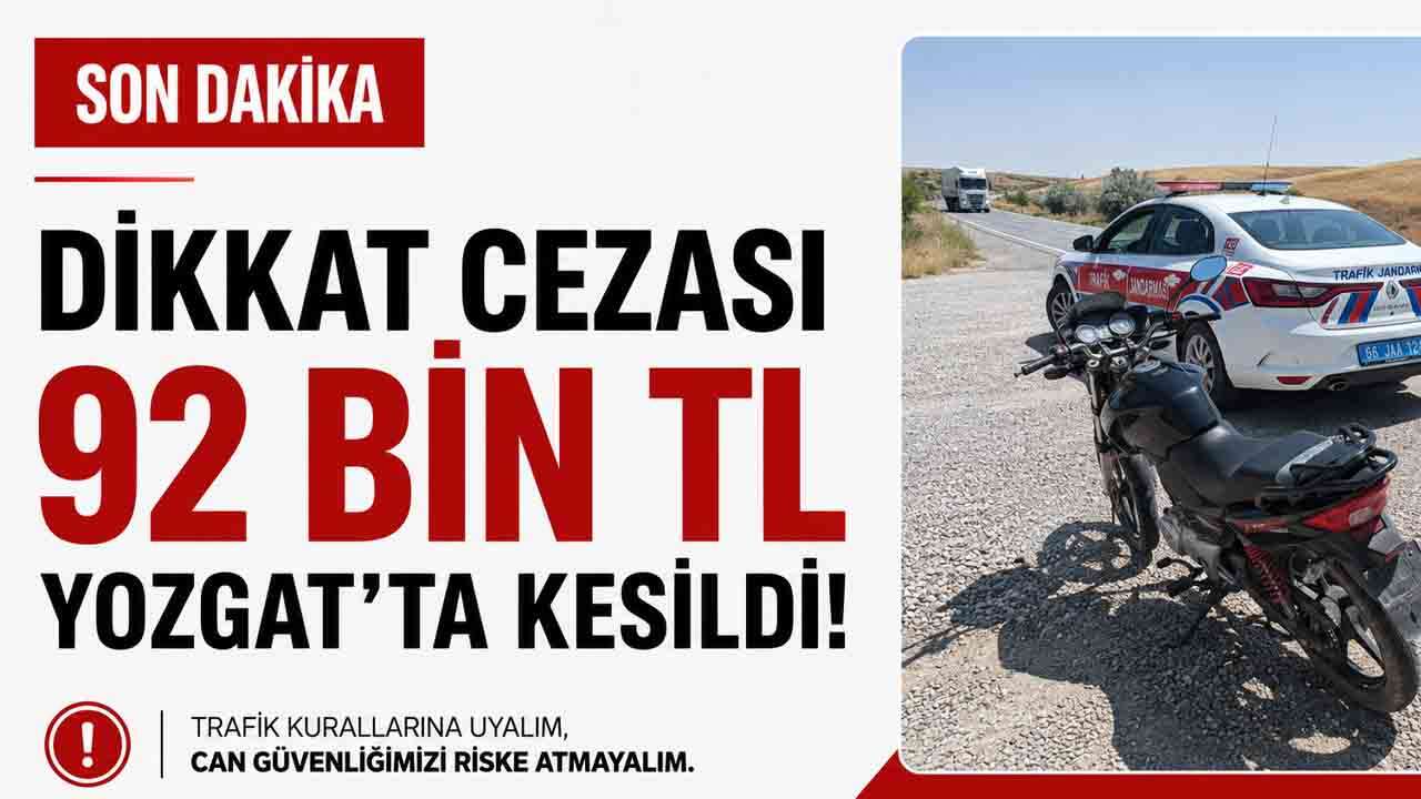 Dikkat cezası 92 bin TL: Yozgat’ta kesildi!
