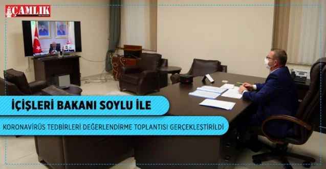 İçişleri Bakanı Süleyman Soylu'nun başkanlığında video konferans yöntemiyle, 81 İlin valisiyle Koronavirüs Tedbirleri Değerlendirme Toplantısı gerçekleştirildi
