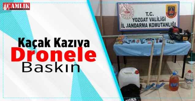 Kaçak kazıya drone ile baskın
