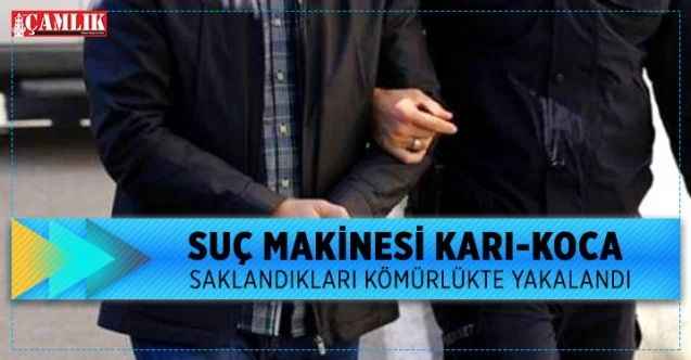 Suç makinesi karı-koca saklandıkları kömürlükte yakalandı