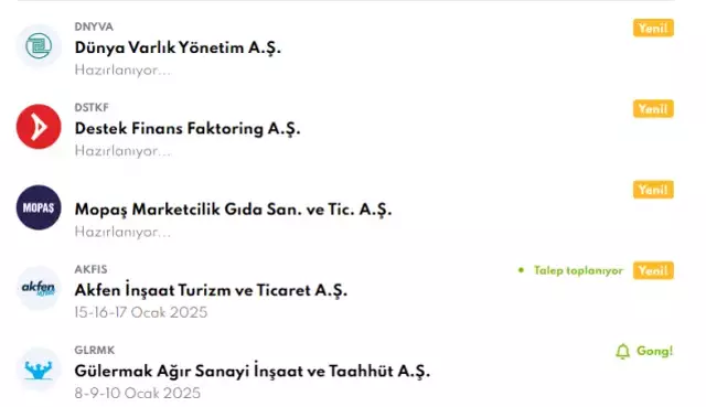 Halka Arz Takvimi 17 Ocak Halka Arz Olacak 18271379 6141 M