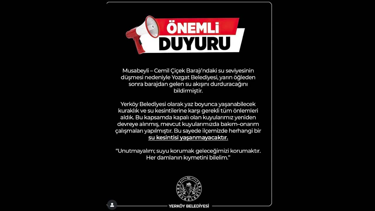 Yerköy Su Kesintisi
